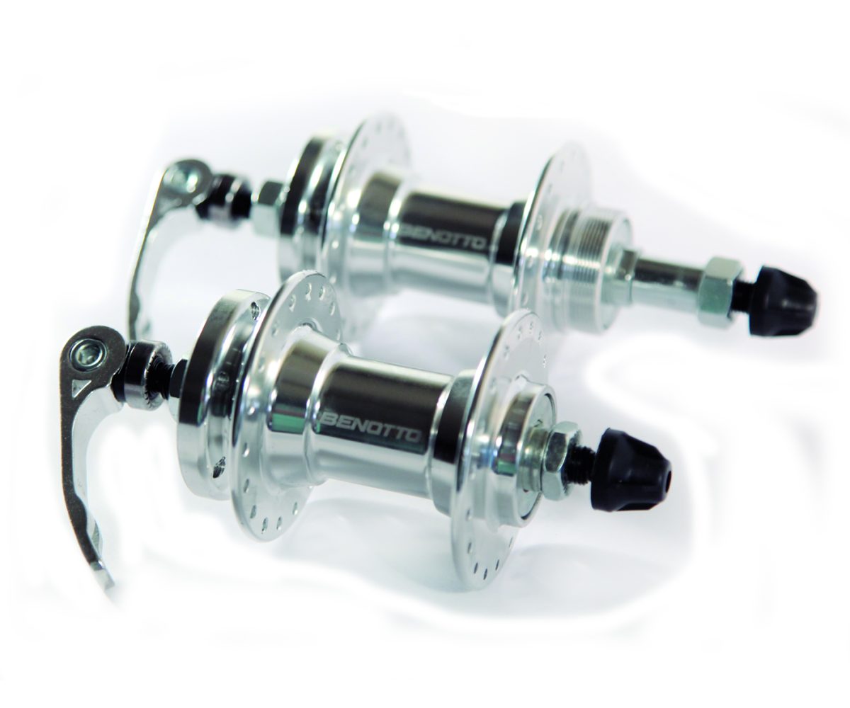 MAZA BENOTTO 36x36B RUEDA LIBRE ALUMINIO CON BLOQUEOS COMPATIBLE DISCO ROTOR PLATA GL-B10 (2 PIEZAS)