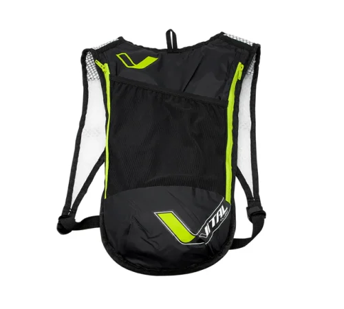 MOCHILA DE HIDRATACION VITAL 2lts NEGRA/VERDE CON CINTAS REFLEJANTES