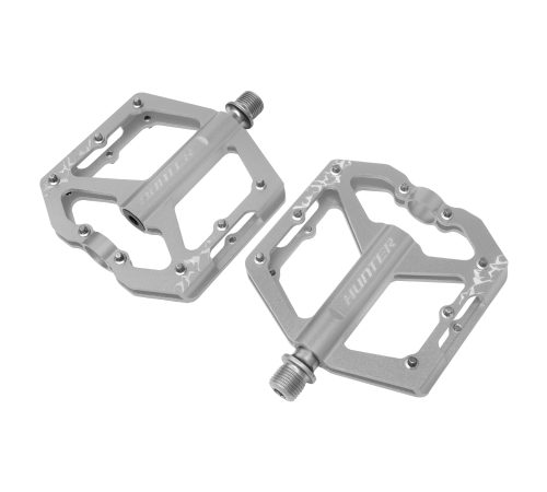 PEDALES HUNTER MTB ALUMINIO PIN METALICO PLATA