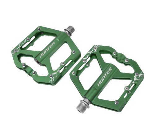 PEDALES HUNTER MTB ALUMINIO PIN METALICO VERDE