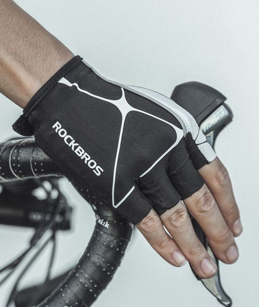 GUANTES ROCKBROS MEDIO DEDO NEGRO/BLANCO TALLA: M - Image 3