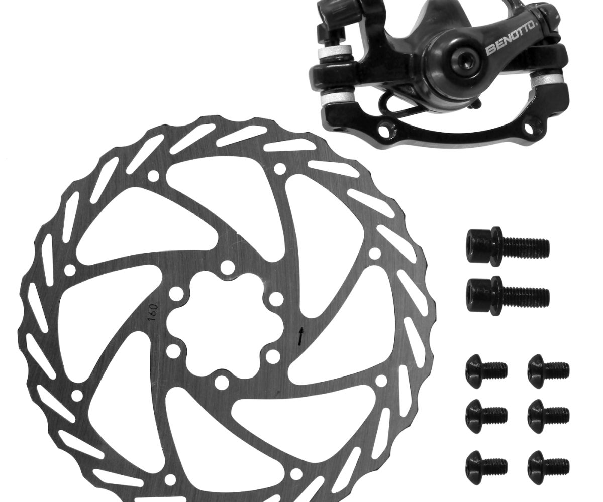 CALIPER PARA FRENO DE DISCO DELANTERO MECANICO ALUMINIO NEGRO CON DISCO ROTOR 160mm CON 6 TORNILLOS 25mm