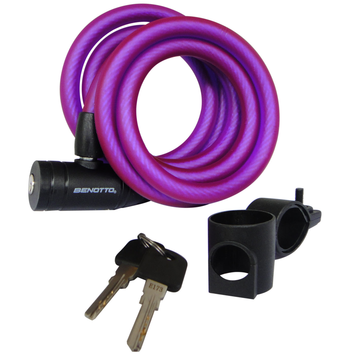 CANDADO BENOTTO ESPIRAL 12x1800mm 2x LLAVES MORADO