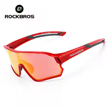 LENTES ROCKBROS ROJO MOTEADO MICA NARANJA/POLARIZA