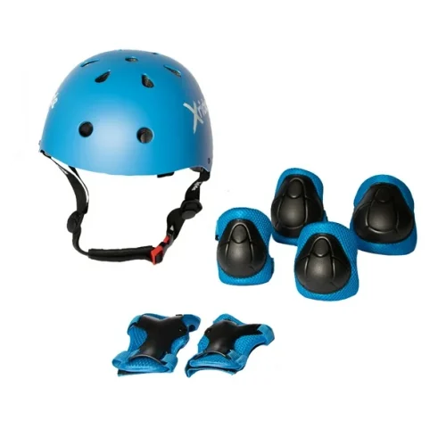 SET DE PROTECCION ROCKBROS KIDS AZUL 7pz (CASCO, RODILLERAS, CODERAS)