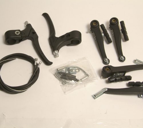 FRENO FORZA V PLASTICO NEGRO COMPLETO CON CABLES (8pz)
