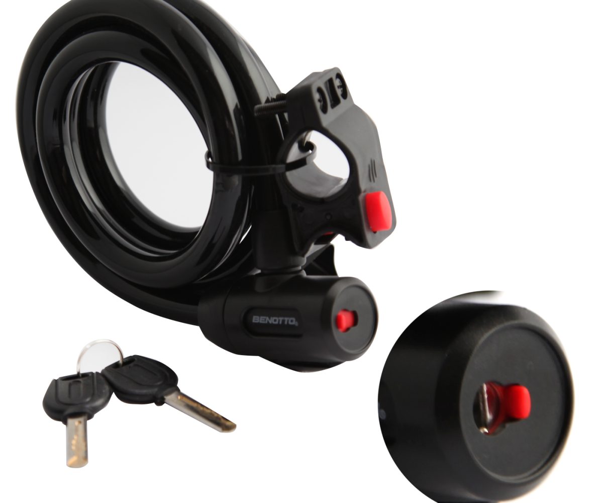 CANDADO BENOTTO LOCKI 100 ESPIRAL 15x1800mm 2x LLAVES NEGRO