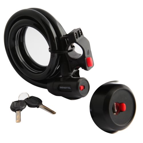 CANDADO BENOTTO LOCKI 100 ESPIRAL 15x1800mm 2x LLAVES NEGRO