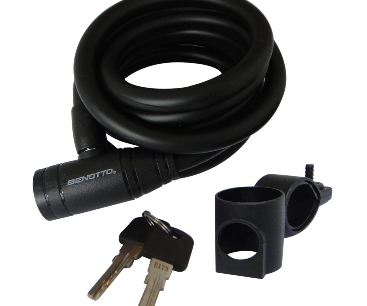 CANDADO BENOTTO ESPIRAL 12x1800mm 2x LLAVES NEGRO