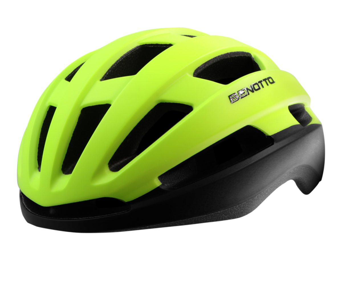 CASCO BENOTTO RUTA TALLA L LUZ TRASERA NEGRO/VERDE FOSFORESCENTE